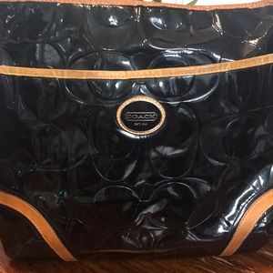 Authentic black coach shoulder/cross body bag